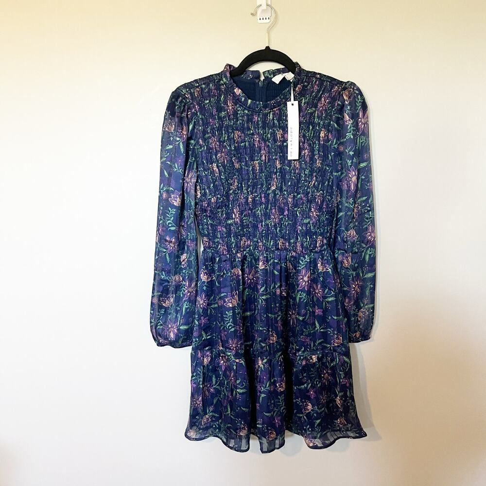 Adelyn Rae Darlene textured smocked floral dress women’s small nwt‎